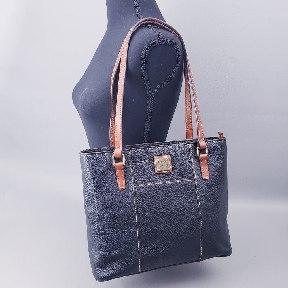 Dooney & Bourke Pebble Grain Small Lexington Shopper Tote Bag Black/Red Interior